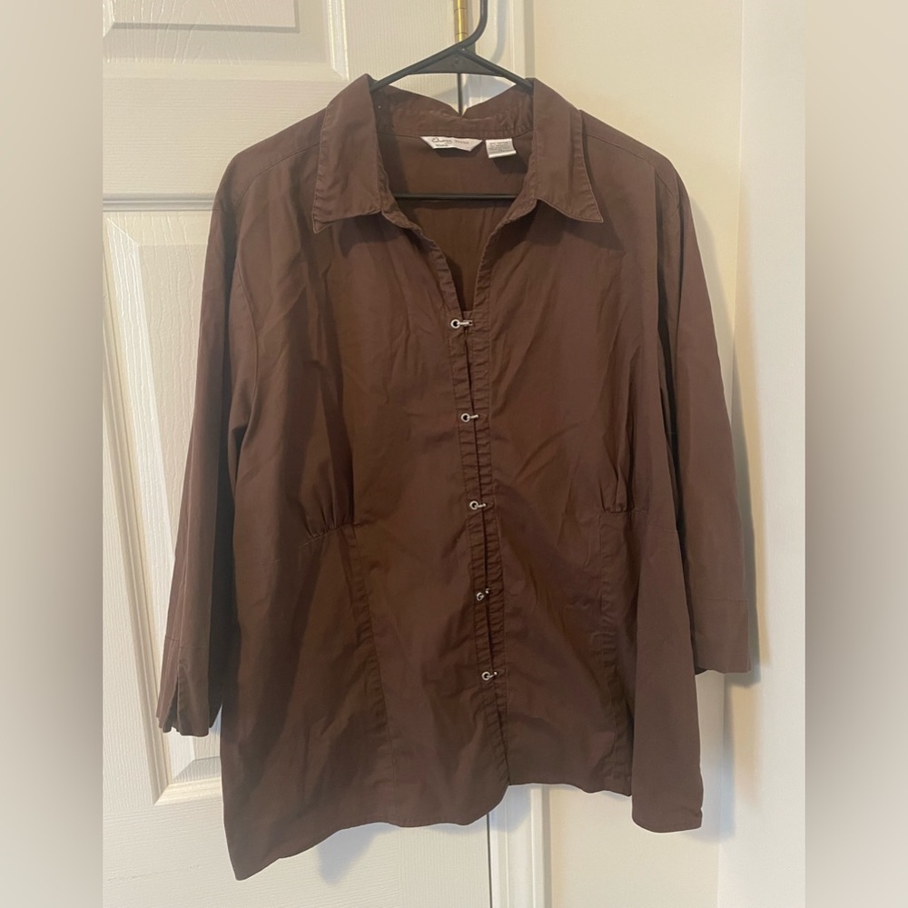 Vintage Quizz Plus Size 3/4 Length Long Sleeve Shirt w/ Clamp Buttons Sz 22